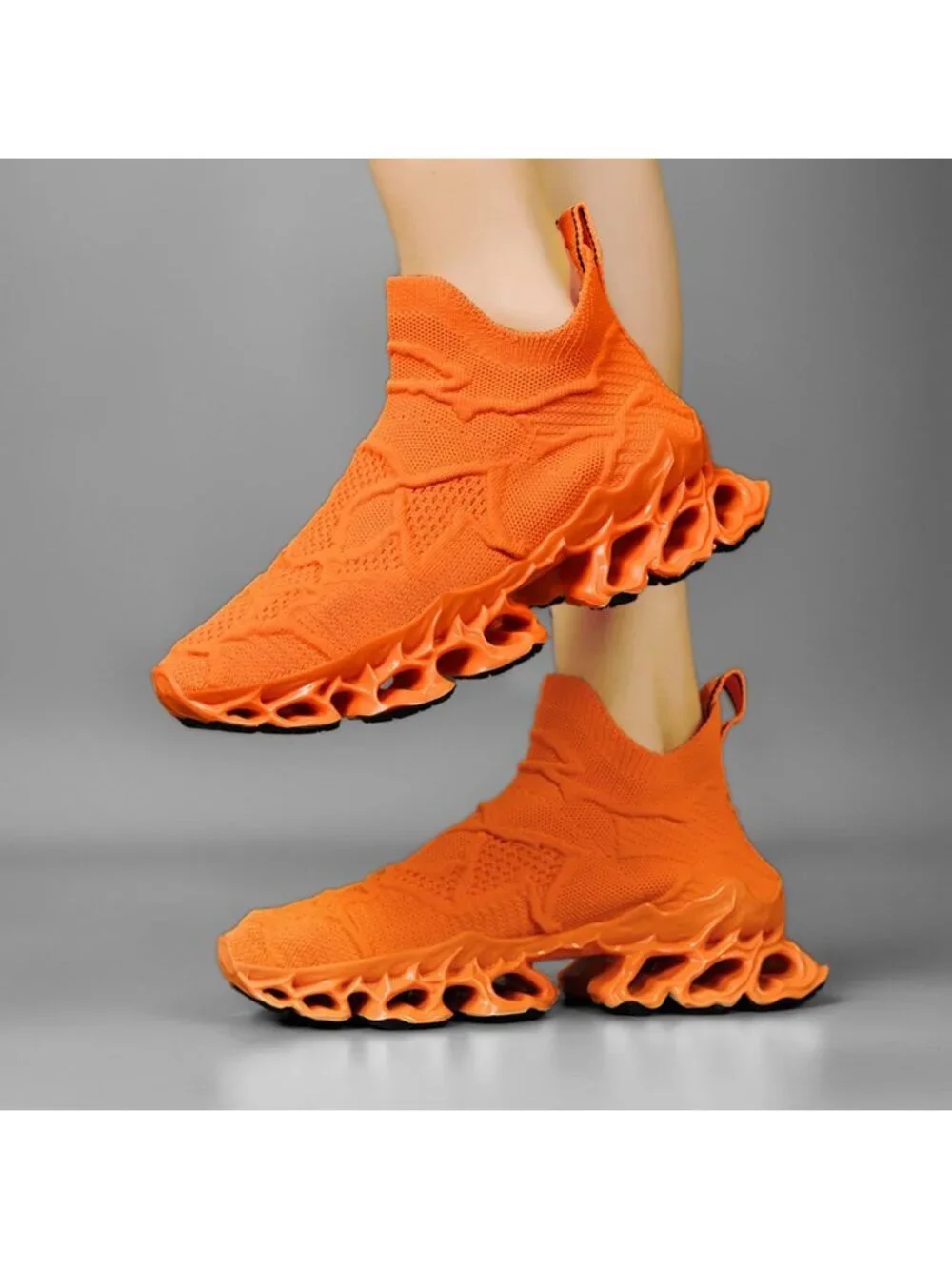 🆕Men's Orange Slip on Loafers Walking Tennis Shoes Running Blade Sneakers